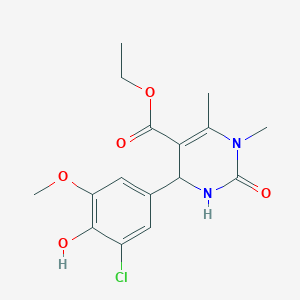 molecular formula C16H19ClN2O5 B11696911 Ethyl 4-(3-chloro-4-hydroxy-5-methoxyphenyl)-1,6-dimethyl-2-oxo-1,2,3,4-tetrahydropyrimidine-5-carboxylate 