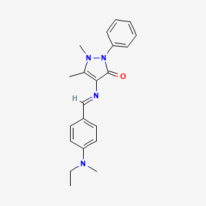 molecular formula C21H24N4O B11696958 4-{[(E)-{4-[ethyl(methyl)amino]phenyl}methylidene]amino}-1,5-dimethyl-2-phenyl-1,2-dihydro-3H-pyrazol-3-one 