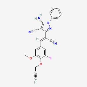 molecular formula C23H16IN5O2 B11696992 5-amino-3-{(Z)-1-cyano-2-[3-iodo-5-methoxy-4-(prop-2-yn-1-yloxy)phenyl]ethenyl}-1-phenyl-1H-pyrazole-4-carbonitrile 