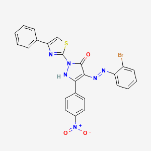 (4Z)-4-[2-(2-bromophenyl)hydrazinylidene]-5-(4-nitrophenyl)-2-(4-phenyl-1,3-thiazol-2-yl)-2,4-dihydro-3H-pyrazol-3-one