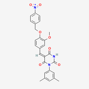 (5E)-1-(3,5-dimethylphenyl)-5-{3-methoxy-4-[(4-nitrobenzyl)oxy]benzylidene}pyrimidine-2,4,6(1H,3H,5H)-trione