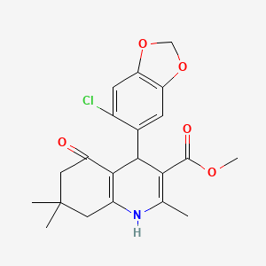 molecular formula C21H22ClNO5 B11697044 Methyl 4-(6-chloro-1,3-benzodioxol-5-yl)-2,7,7-trimethyl-5-oxo-1,4,5,6,7,8-hexahydroquinoline-3-carboxylate 