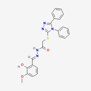 molecular formula C24H21N5O3S B11697065 2-[(4,5-diphenyl-4H-1,2,4-triazol-3-yl)sulfanyl]-N'-[(E)-(2-hydroxy-3-methoxyphenyl)methylidene]acetohydrazide 