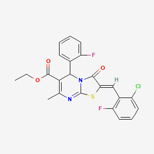 molecular formula C23H17ClF2N2O3S B11697066 ethyl (2Z)-2-(2-chloro-6-fluorobenzylidene)-5-(2-fluorophenyl)-7-methyl-3-oxo-2,3-dihydro-5H-[1,3]thiazolo[3,2-a]pyrimidine-6-carboxylate 