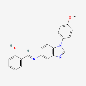 molecular formula C21H17N3O2 B11697104 2-[(E)-{[1-(4-methoxyphenyl)-1H-benzimidazol-5-yl]imino}methyl]phenol 