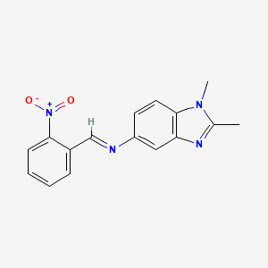 molecular formula C16H14N4O2 B11697105 1,2-dimethyl-N-[(E)-(2-nitrophenyl)methylidene]-1H-benzimidazol-5-amine 