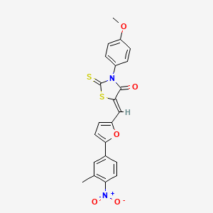 molecular formula C22H16N2O5S2 B11697117 (5Z)-3-(4-Methoxyphenyl)-5-{[5-(3-methyl-4-nitrophenyl)furan-2-YL]methylidene}-2-sulfanylidene-1,3-thiazolidin-4-one 