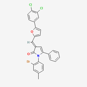 molecular formula C28H18BrCl2NO2 B11697129 (3E)-1-(2-bromo-4-methylphenyl)-3-{[5-(3,4-dichlorophenyl)furan-2-yl]methylidene}-5-phenyl-1,3-dihydro-2H-pyrrol-2-one 