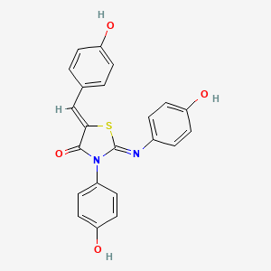 molecular formula C22H16N2O4S B11697132 (2Z,5Z)-5-(4-hydroxybenzylidene)-3-(4-hydroxyphenyl)-2-[(4-hydroxyphenyl)imino]-1,3-thiazolidin-4-one 