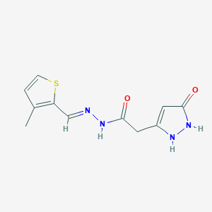 molecular formula C11H12N4O2S B11697142 2-(5-Hydroxy-1H-pyrazol-3-YL)-N'-[(E)-(3-methylthiophen-2-YL)methylidene]acetohydrazide 