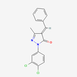 molecular formula C17H12Cl2N2O B11697151 (4E)-4-benzylidene-2-(3,4-dichlorophenyl)-5-methyl-2,4-dihydro-3H-pyrazol-3-one 