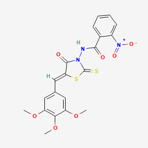 molecular formula C20H17N3O7S2 B11697156 2-nitro-N-[(5Z)-4-oxo-2-sulfanylidene-5-[(3,4,5-trimethoxyphenyl)methylidene]-1,3-thiazolidin-3-yl]benzamide 