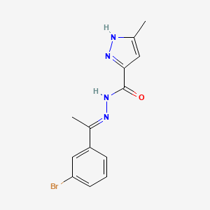 molecular formula C13H13BrN4O B11697161 N'-[(1E)-1-(3-bromophenyl)ethylidene]-3-methyl-1H-pyrazole-5-carbohydrazide 