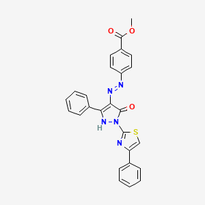 methyl 4-{(2Z)-2-[5-oxo-3-phenyl-1-(4-phenyl-1,3-thiazol-2-yl)-1,5-dihydro-4H-pyrazol-4-ylidene]hydrazinyl}benzoate