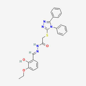 molecular formula C25H23N5O3S B11697211 2-[(4,5-diphenyl-4H-1,2,4-triazol-3-yl)sulfanyl]-N'-[(E)-(3-ethoxy-2-hydroxyphenyl)methylidene]acetohydrazide 