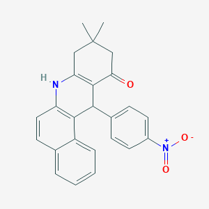 molecular formula C25H22N2O3 B11697243 9,9-dimethyl-12-(4-nitrophenyl)-8,9,10,12-tetrahydrobenzo[a]acridin-11(7H)-one 