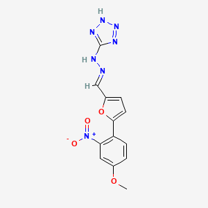 molecular formula C13H11N7O4 B11697268 5-[(2E)-2-{[5-(4-methoxy-2-nitrophenyl)furan-2-yl]methylidene}hydrazinyl]-1H-tetrazole 