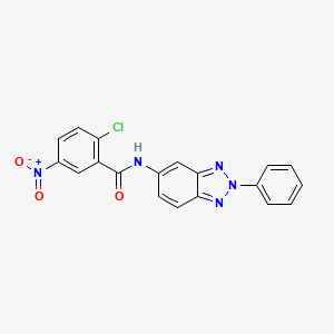 molecular formula C19H12ClN5O3 B11697334 2-chloro-5-nitro-N-(2-phenyl-2H-benzotriazol-5-yl)benzamide 