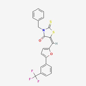 molecular formula C22H14F3NO2S2 B11697354 (5E)-3-benzyl-2-thioxo-5-({5-[3-(trifluoromethyl)phenyl]-2-furyl}methylene)-1,3-thiazolidin-4-one 