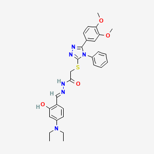 molecular formula C29H32N6O4S B11697366 N'-[(E)-[4-(Diethylamino)-2-hydroxyphenyl]methylidene]-2-{[5-(3,4-dimethoxyphenyl)-4-phenyl-4H-1,2,4-triazol-3-YL]sulfanyl}acetohydrazide 