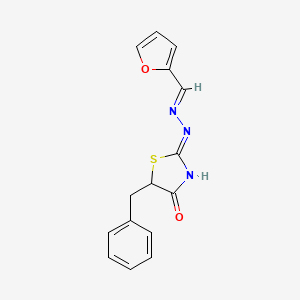 molecular formula C15H13N3O2S B11697390 (2Z)-5-benzyl-2-[(2E)-(furan-2-ylmethylidene)hydrazinylidene]-2,5-dihydro-1,3-thiazol-4-ol 