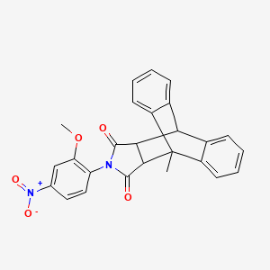 molecular formula C26H20N2O5 B11697422 17-(2-Methoxy-4-nitrophenyl)-1-methyl-17-azapentacyclo[6.6.5.0~2,7~.0~9,14~.0~15,19~]nonadeca-2,4,6,9,11,13-hexaene-16,18-dione (non-preferred name) 