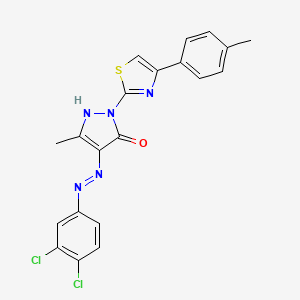 (4Z)-4-[2-(3,4-dichlorophenyl)hydrazinylidene]-5-methyl-2-[4-(4-methylphenyl)-1,3-thiazol-2-yl]-2,4-dihydro-3H-pyrazol-3-one