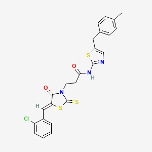 3-[(5Z)-5-[(2-Chlorophenyl)methylidene]-4-oxo-2-sulfanylidene-1,3-thiazolidin-3-YL]-N-{5-[(4-methylphenyl)methyl]-1,3-thiazol-2-YL}propanamide