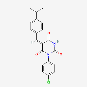 (5E)-1-(4-chlorophenyl)-5-[4-(propan-2-yl)benzylidene]pyrimidine-2,4,6(1H,3H,5H)-trione