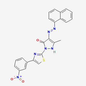 molecular formula C23H16N6O3S B11697496 (4Z)-5-methyl-4-[2-(naphthalen-1-yl)hydrazinylidene]-2-[4-(3-nitrophenyl)-1,3-thiazol-2-yl]-2,4-dihydro-3H-pyrazol-3-one 