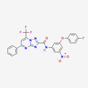 molecular formula C25H14F4N6O4 B11697529 N-[3-(4-fluorophenoxy)-5-nitrophenyl]-5-phenyl-7-(trifluoromethyl)-[1,2,4]triazolo[1,5-a]pyrimidine-2-carboxamide 