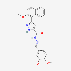 N'-[(1E)-1-(3,4-dimethoxyphenyl)ethylidene]-3-(2-methoxynaphthalen-1-yl)-1H-pyrazole-5-carbohydrazide