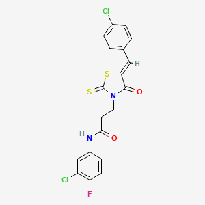 molecular formula C19H13Cl2FN2O2S2 B11697615 N-(3-chloro-4-fluorophenyl)-3-[(5Z)-5-[(4-chlorophenyl)methylidene]-4-oxo-2-sulfanylidene-1,3-thiazolidin-3-yl]propanamide 