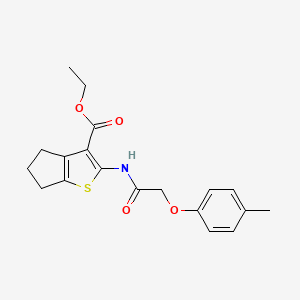 molecular formula C19H21NO4S B11697618 ethyl 2-[2-(4-methylphenoxy)acetamido]-4H,5H,6H-cyclopenta[b]thiophene-3-carboxylate 