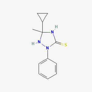 molecular formula C12H15N3S B11697643 5-Cyclopropyl-5-methyl-2-phenyl-1,2,4-triazolidine-3-thione 