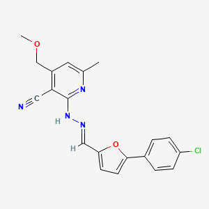 2-[(2E)-2-{[5-(4-chlorophenyl)furan-2-yl]methylidene}hydrazinyl]-4-(methoxymethyl)-6-methylpyridine-3-carbonitrile