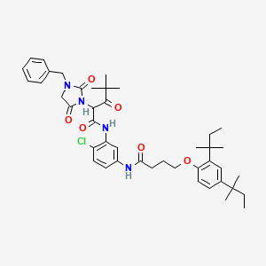 molecular formula C43H55ClN4O6 B11697685 1-Imidazolidineacetamide, N-[5-[[4-[2,4-bis(1,1-dimethylpropyl)phenoxy]-1-oxobutyl]amino]-2-chlorophenyl]-alpha-(2,2-dimethyl-1-oxopropyl)-2,5-dioxo-3-(phenylmethyl)- CAS No. 55697-63-7