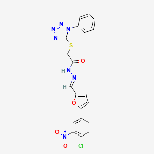 N'-{(E)-[5-(4-chloro-3-nitrophenyl)furan-2-yl]methylidene}-2-[(1-phenyl-1H-tetrazol-5-yl)sulfanyl]acetohydrazide