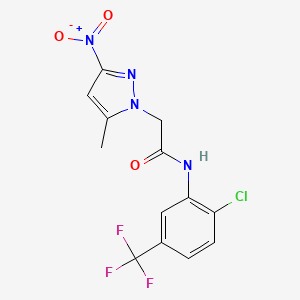 molecular formula C13H10ClF3N4O3 B11697704 N-[2-chloro-5-(trifluoromethyl)phenyl]-2-(5-methyl-3-nitro-1H-pyrazol-1-yl)acetamide 