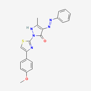 molecular formula C20H17N5O2S B11697720 (4Z)-2-[4-(4-methoxyphenyl)-1,3-thiazol-2-yl]-5-methyl-4-(2-phenylhydrazinylidene)-2,4-dihydro-3H-pyrazol-3-one 