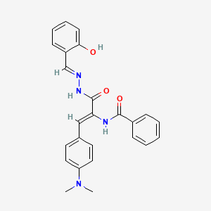 molecular formula C25H24N4O3 B11697726 N-{(1Z)-1-[4-(dimethylamino)phenyl]-3-[(2E)-2-(2-hydroxybenzylidene)hydrazinyl]-3-oxoprop-1-en-2-yl}benzamide 