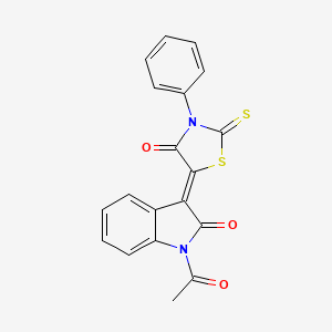 (3Z)-1-acetyl-3-(4-oxo-3-phenyl-2-thioxo-1,3-thiazolidin-5-ylidene)-1,3-dihydro-2H-indol-2-one