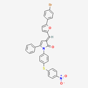 molecular formula C33H21BrN2O4S B11697756 (3E)-3-{[5-(4-bromophenyl)furan-2-yl]methylidene}-1-{4-[(4-nitrophenyl)sulfanyl]phenyl}-5-phenyl-1,3-dihydro-2H-pyrrol-2-one 