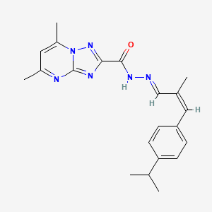 molecular formula C21H24N6O B11697790 5,7-dimethyl-N'-{(1E,2Z)-2-methyl-3-[4-(propan-2-yl)phenyl]prop-2-en-1-ylidene}[1,2,4]triazolo[1,5-a]pyrimidine-2-carbohydrazide 