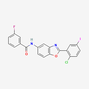 N-[2-(2-chloro-5-iodophenyl)-1,3-benzoxazol-5-yl]-3-fluorobenzamide