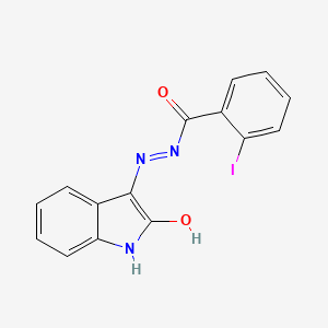 molecular formula C15H10IN3O2 B11697811 2-iodo-N'-(2-oxo-1,2-dihydro-3H-indol-3-ylidene)benzohydrazide 