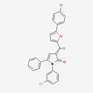 molecular formula C27H17BrClNO2 B11697829 (3E)-3-{[5-(4-bromophenyl)furan-2-yl]methylidene}-1-(3-chlorophenyl)-5-phenyl-1,3-dihydro-2H-pyrrol-2-one 