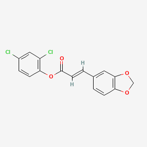 molecular formula C16H10Cl2O4 B11697837 (E)-2,4-dichlorophenyl 3-(benzo[d][1,3]dioxol-5-yl)acrylate 