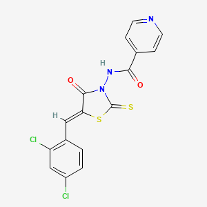 N-[(5Z)-5-(2,4-dichlorobenzylidene)-4-oxo-2-thioxo-1,3-thiazolidin-3-yl]pyridine-4-carboxamide