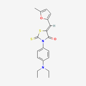 molecular formula C19H20N2O2S2 B11697849 (5Z)-3-[4-(diethylamino)phenyl]-5-[(5-methylfuran-2-yl)methylidene]-2-sulfanylidene-1,3-thiazolidin-4-one 